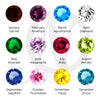 Months of the year along with birthstone for each month.