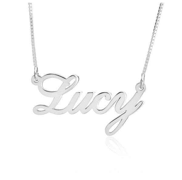 Gorgeous Personalized name necklace offered in sterling silver or solid white gold.