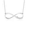  personalized infinity necklace available in solid gold or sterling silver options. 