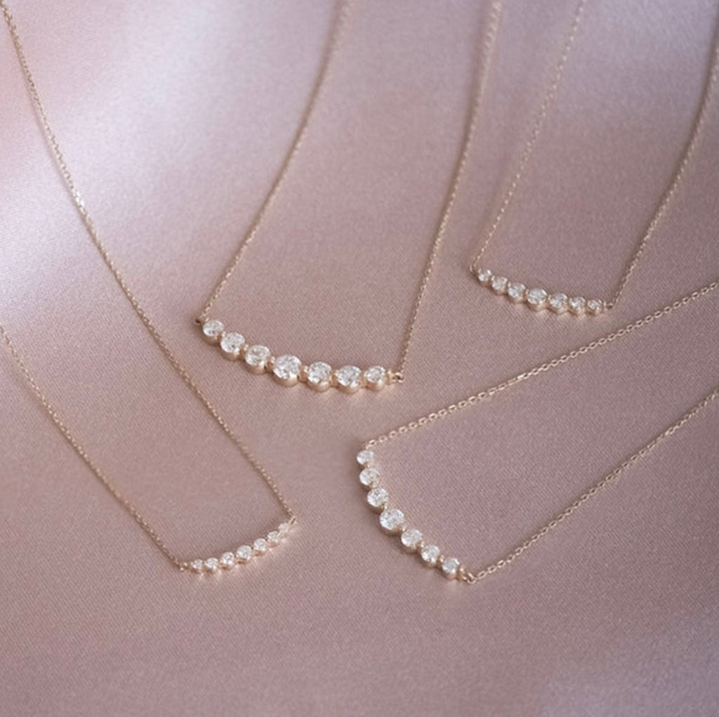 18K Dainty Zirconia Necklace available in 2mm size zirconia from NAZ Parure Jewelry