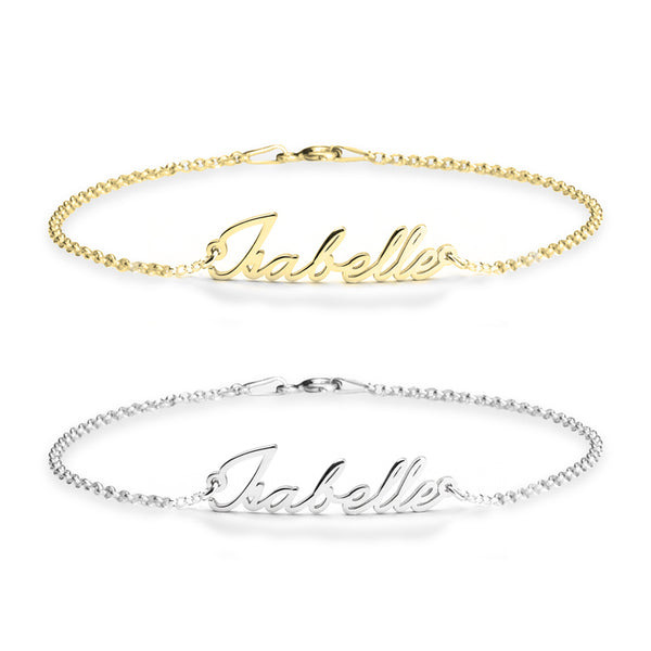 24K gold filled and 925 Sterling Silver Personalized Name bracelet