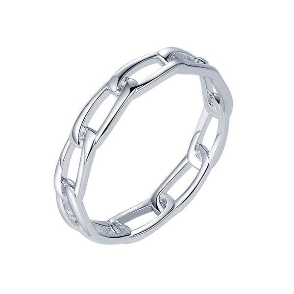 925 Sterling Silver Paperclip Chain Ring on a white background
