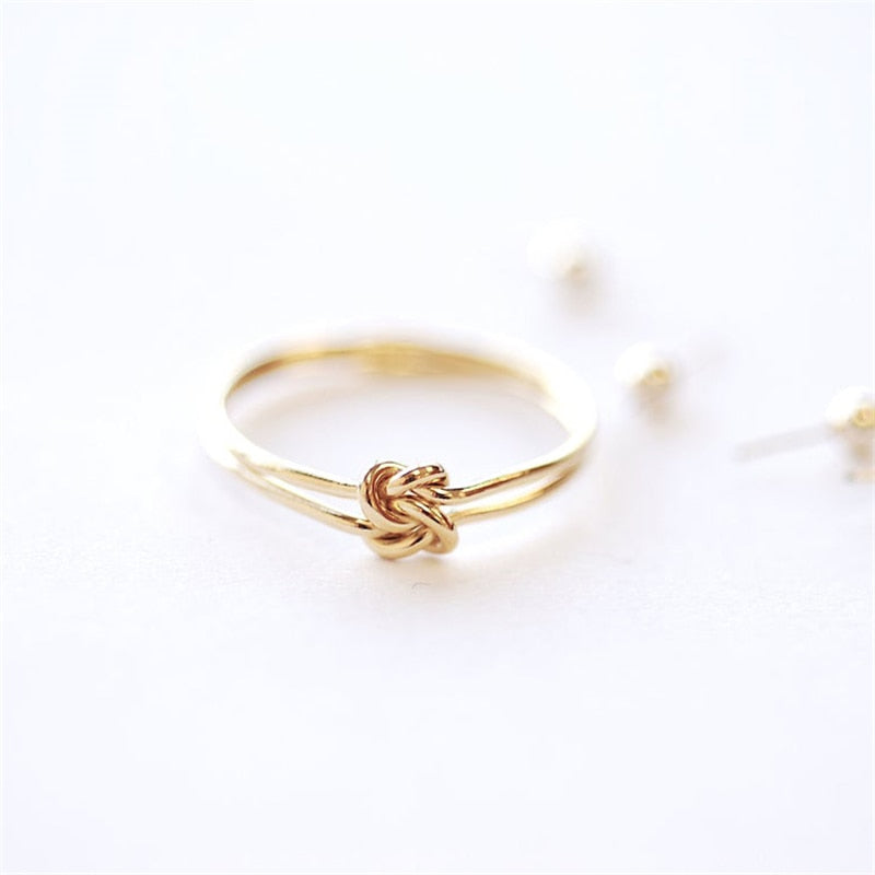 18K gold-filled knot ring symbolizing a close knit relationship. 
