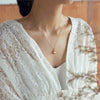 Woman in Lace Blouse wearing 14K Gold Plated Freshwater Pearl Pendant Necklace 