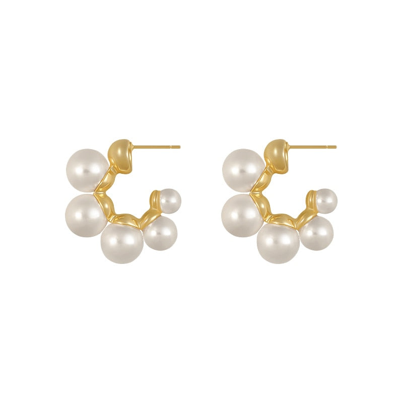 Gold plated Pearl Hoops from NAZ Parure