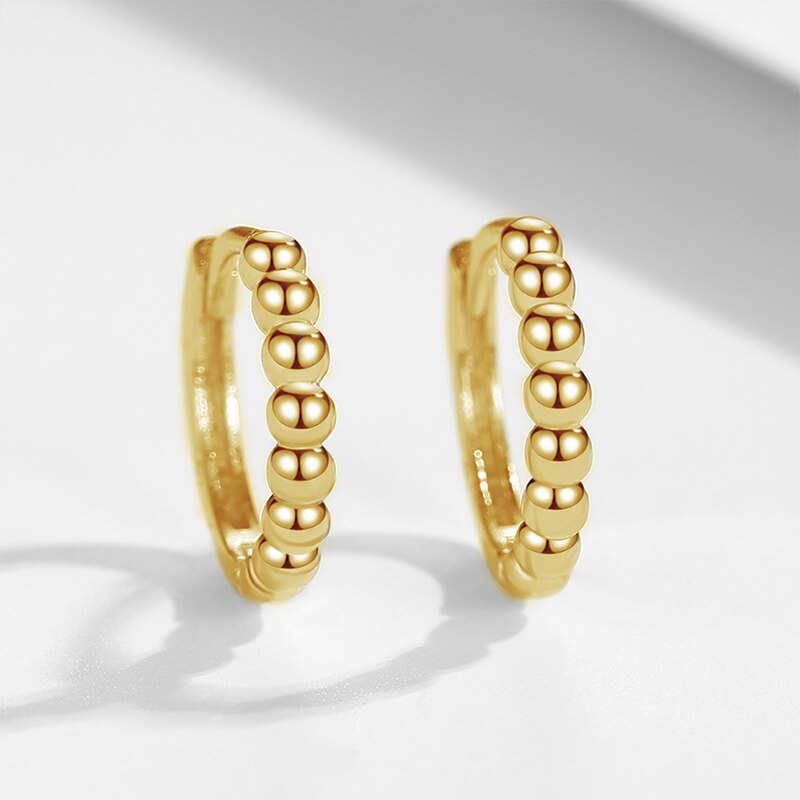 Different view of 18K gold-plated Beads of Love Hoop Earrings from NAZ Parure Jewelry.