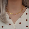 Woman with blond hair wearing 18K Gold plated Braided Chain Necklace 