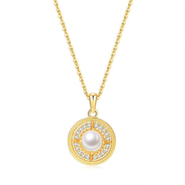 Gold Freshwater Pearl Pendant Necklace from NAZ Parure Jewelry