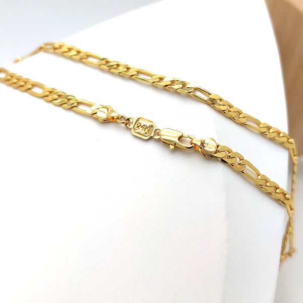 24K Gold Plated Bold Figaro Chain from NAZ Parure Jewelry.