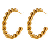 18K Gold plated Rope Hoops  on white background.