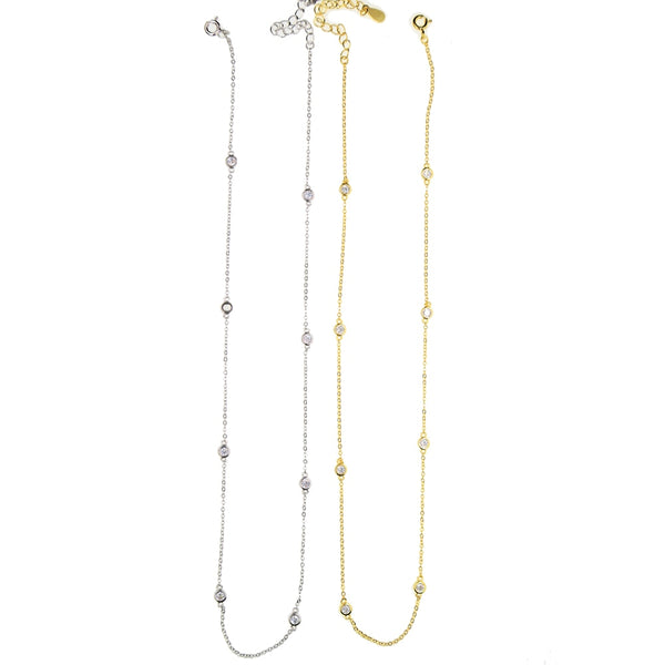 14K Gold and Platinum Plated Diamond Bezel Chain on white background.