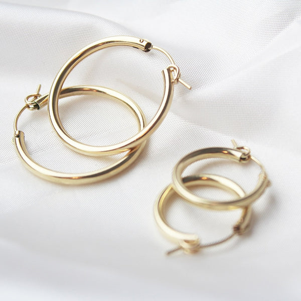 14K gold filled Simply Me Hoops available in a small and large size. 