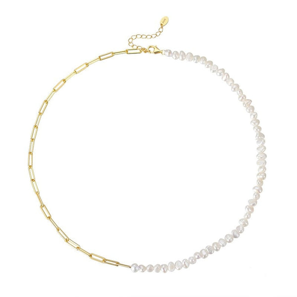 Versatile 14K Gold plated Paperclip Chain with freshwater Pearls 