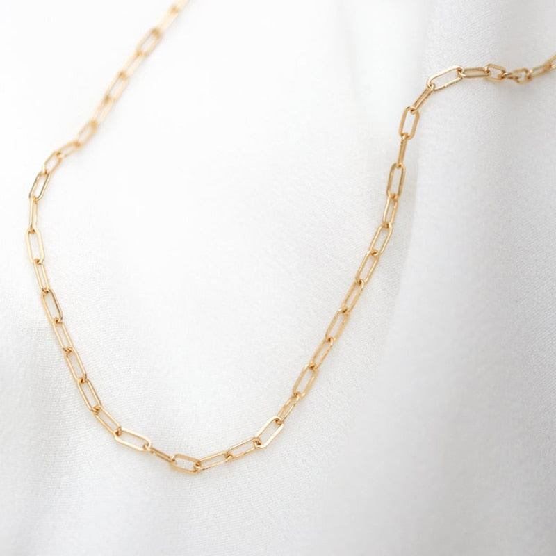 14K Gold-FIlled Oval Link Chain on white background.