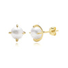 18K gold plated Classic Pearl Studs on white background