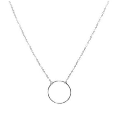 Sterling Silver Karma Necklace with a white background.