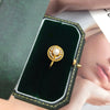 14K Gold Plated Freshwater Pearl Ring inside a green jewelry box.