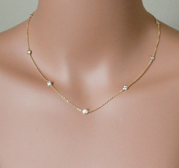 14K Gold plated Diamond Bezel Chain from NAZ Parure.