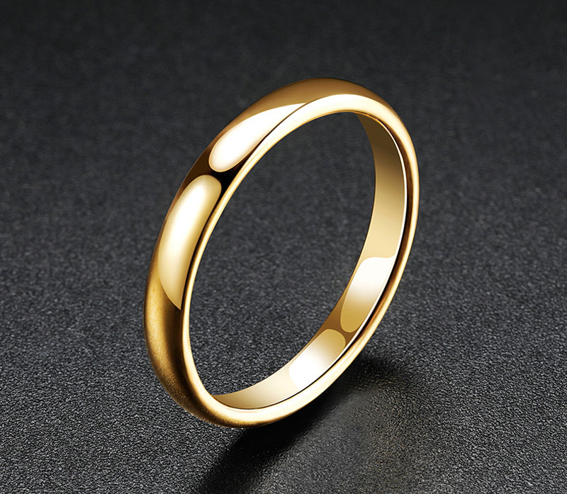18K Gold Plated Eternity Band against a black background.