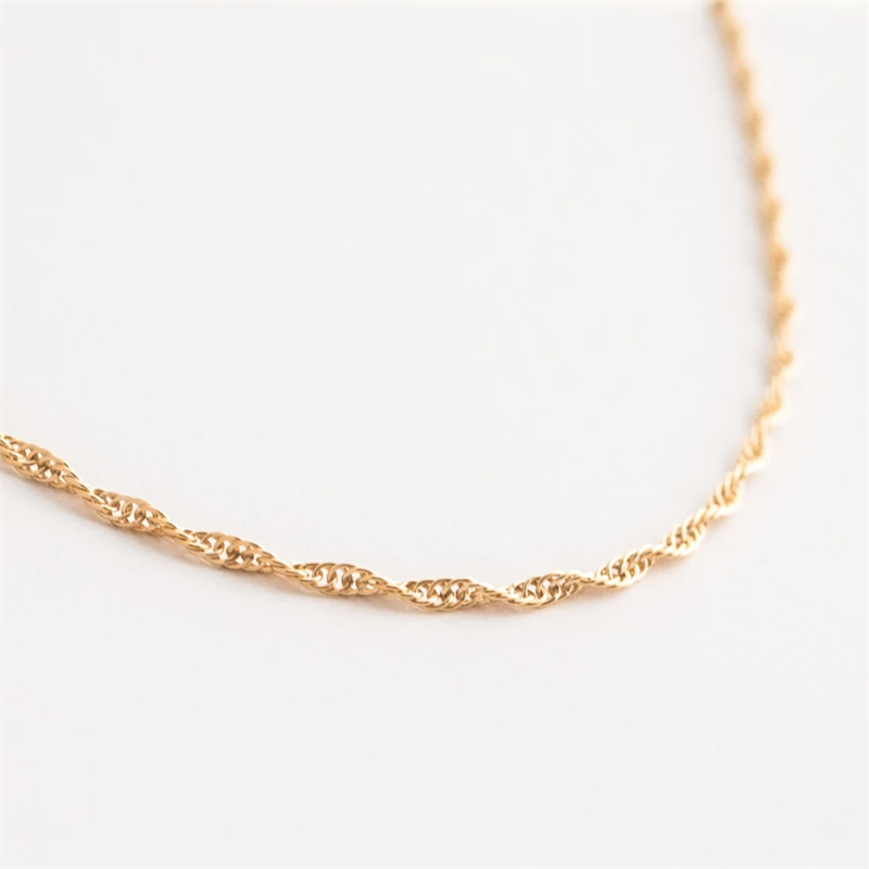 14K Gold-Filled Fine Rope chain which is waterproof, sweatproof, tarnish-free and hypoallergenic.