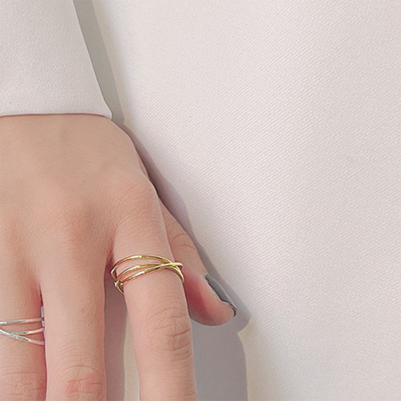 Additional way to wear 14K Gold filled trinity ring in a spaced out manner on index finger.