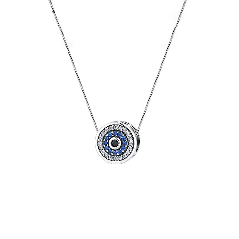925 Sterling Silver Evil Eye Necklace from NAZ Parure against a white background
