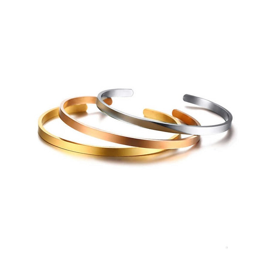 Simple Cuff Bangle in gold plating, rose gold plating & Sterling silver - [NAZ Parure]