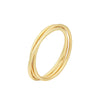 Standing view of 14K gold filled trinity ring from NAZ Parure.