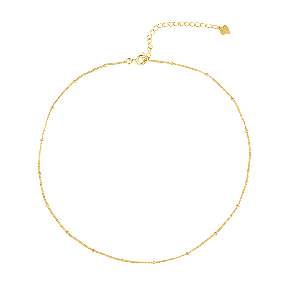 18K gold plated and waterproof Thin Beaded Choker from NAZ Parure Jewelry