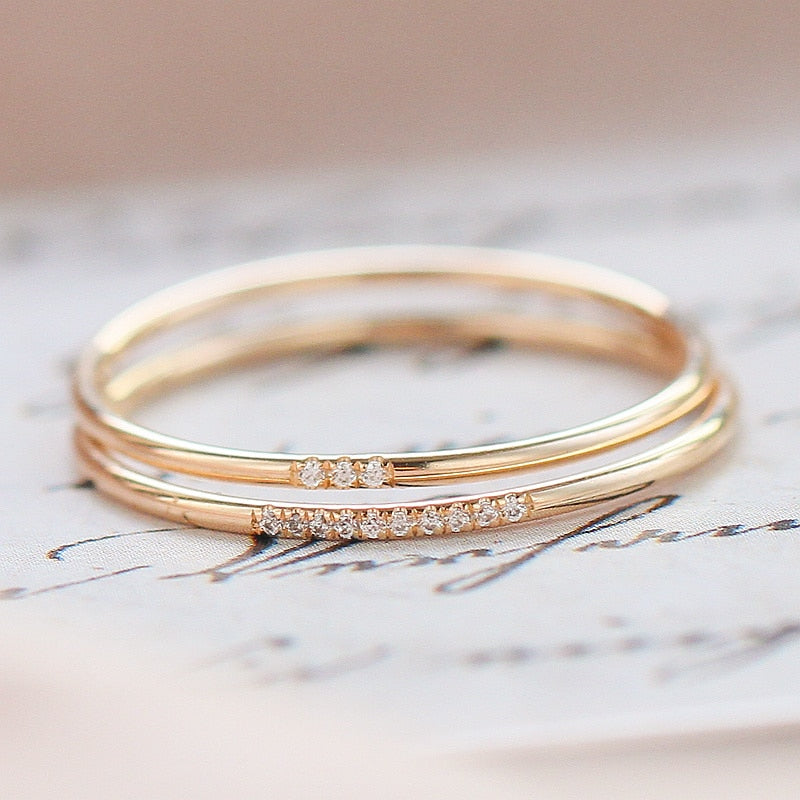 Gold filled Thin Studded ring stacked.