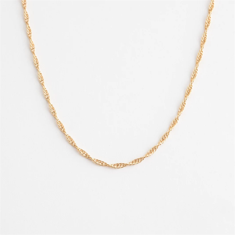 14K Gold-filled Fine rope chain with a white background. 