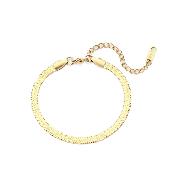 18K PVD plated Herringbone Gold Bracelet on a white background.