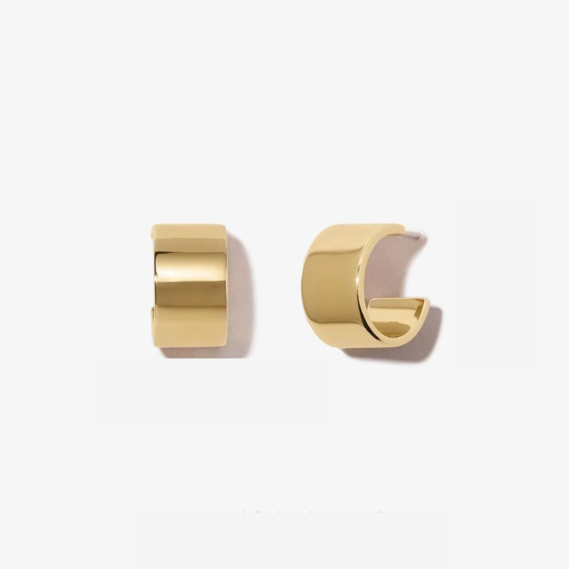 14K Gold Plated Small Cuff Huggies against a white background.