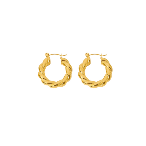 18K gold plated Classic Twist Hoops against a white background.