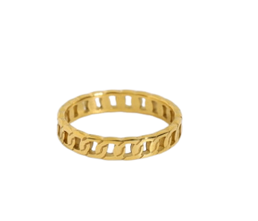 18K gold plated Thin Chain Ring on stainless steel. 