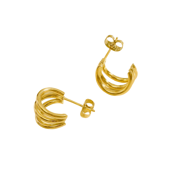 Triple Hoop Earrings on a white background from NAZ Parure Jewelry